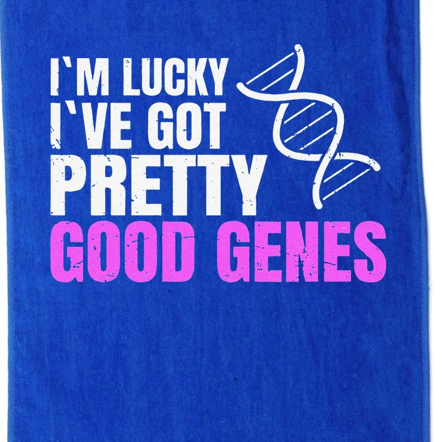 DNA Genetics Science I´m Lucky. I´ve Got Pretty Good Genes Platinum Collection Golf Towel