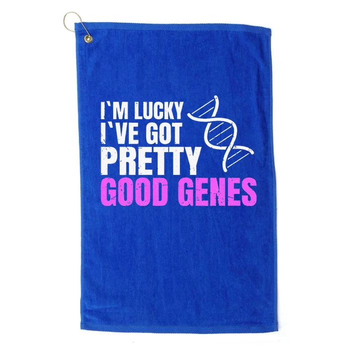 DNA Genetics Science I´m Lucky. I´ve Got Pretty Good Genes Platinum Collection Golf Towel