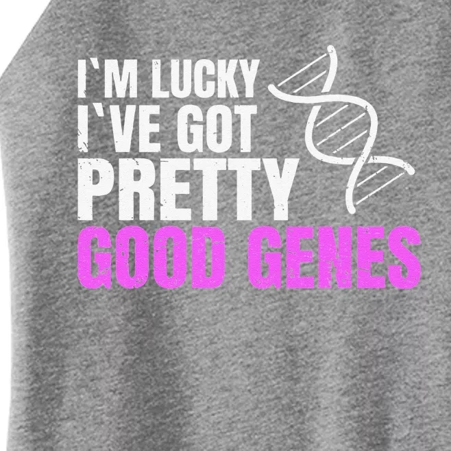 DNA Genetics Science I´m Lucky. I´ve Got Pretty Good Genes Women’s Perfect Tri Rocker Tank