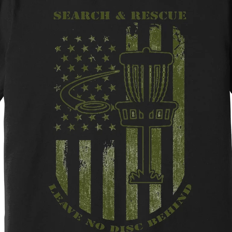 Disc Golf Search & Rescue Leave No Disc Behind Green Premium T-Shirt