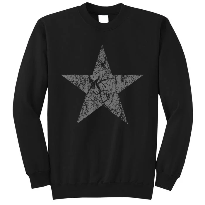 Distressed Gray Star Print Vintage Star Grunge Sweatshirt