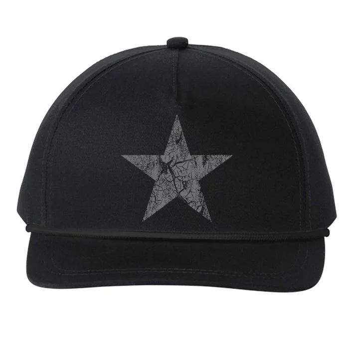 Distressed Gray Star Print Vintage Star Grunge Snapback Five-Panel Rope Hat