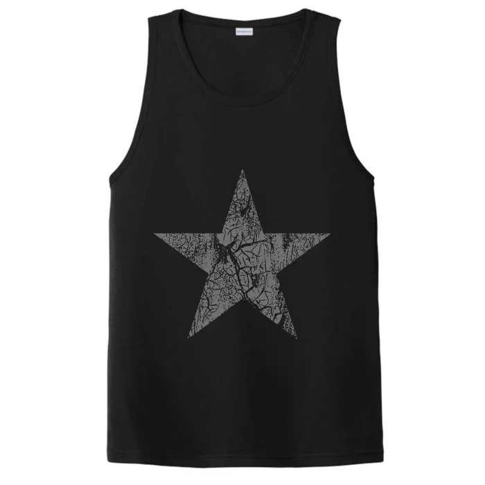 Distressed Gray Star Print Vintage Star Grunge Performance Tank