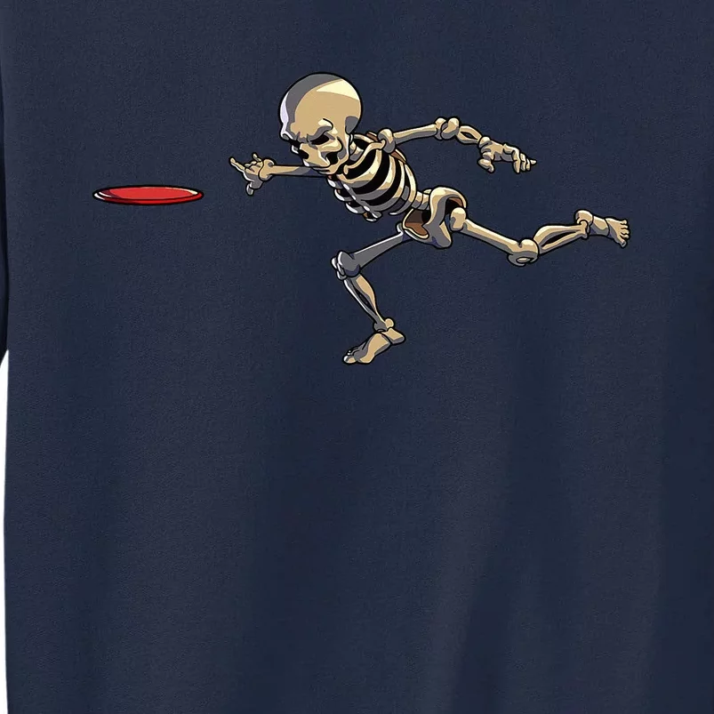 Disc Golfing Skeleton Halloween Disc Golf Halloween Tall Sweatshirt