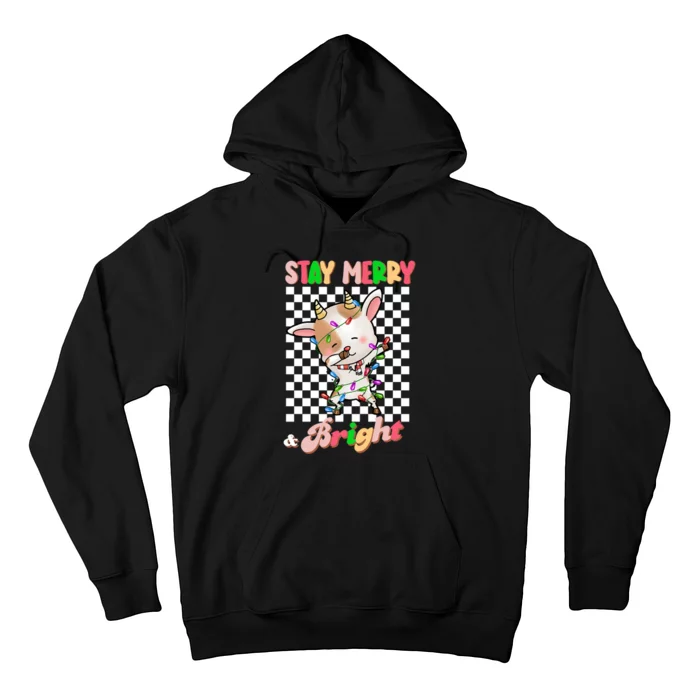 Dabbing Goat Stay Merry And Bright Groovy Christmas Xmas Hoodie Hoodie