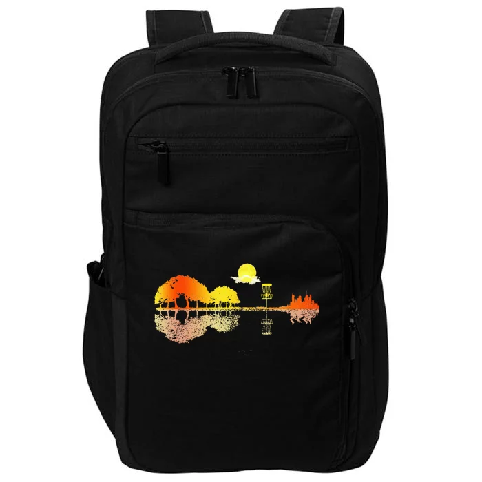 Disc Golf Sunset Guitar Guitarist Player Golfing Golfer Gift Impact Tech Backpack