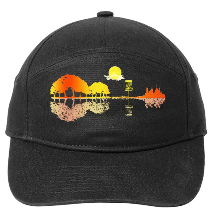 Disc Golf Sunset Guitar Guitarist Player Golfing Golfer Gift 7-Panel Snapback Hat