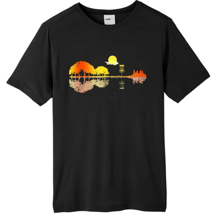 Disc Golf Sunset Guitar Guitarist Player Golfing Golfer Gift ChromaSoft Performance T-Shirt