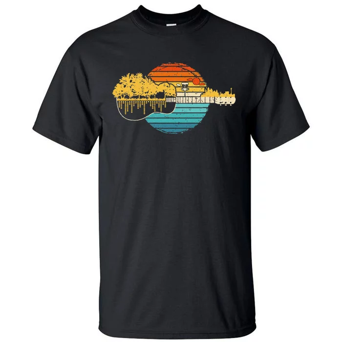 Disc Golf Sunset Retro Guitar Gifts For Disc Golf Players Tall T-Shirt