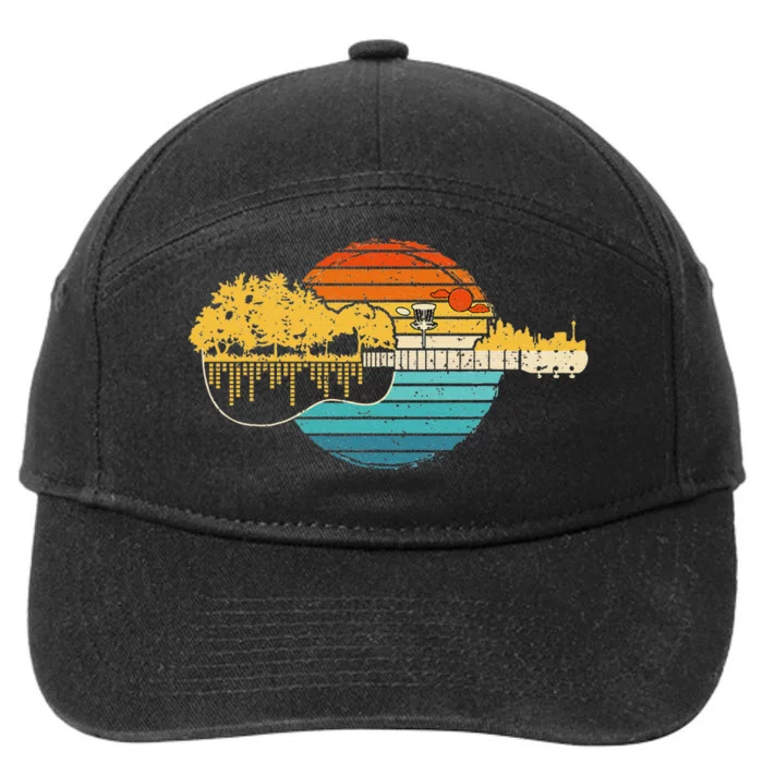 Disc Golf Sunset Retro Guitar Gifts For Disc Golf Players 7-Panel Snapback Hat