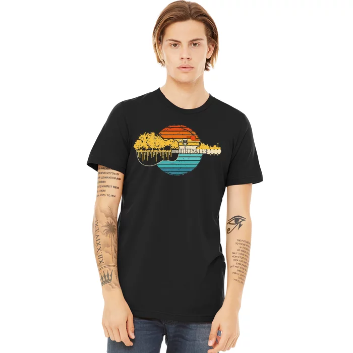 Disc Golf Sunset Retro Guitar Gifts For Disc Golf Players Premium T-Shirt