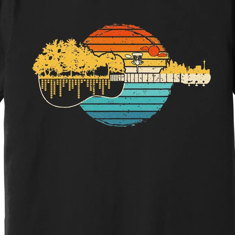 Disc Golf Sunset Retro Guitar Gifts For Disc Golf Players Premium T-Shirt