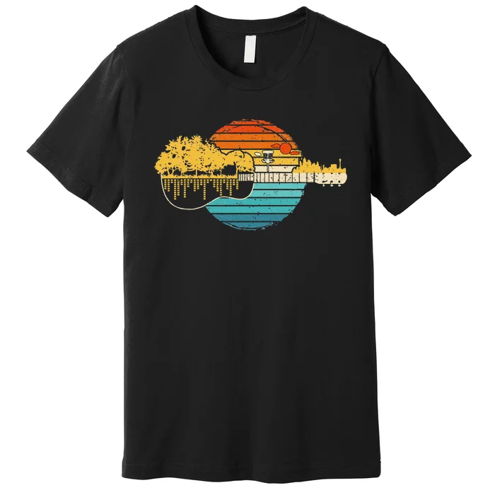 Disc Golf Sunset Retro Guitar Gifts For Disc Golf Players Premium T-Shirt