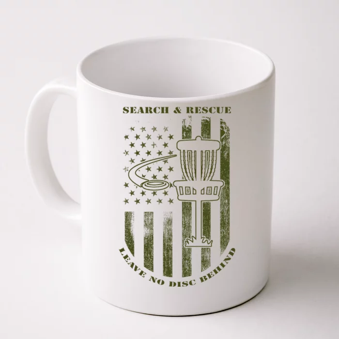 Disc Golf Search & Rescue Leave No Disc Behind Green Front & Back Coffee Mug