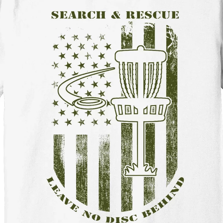 Disc Golf Search & Rescue Leave No Disc Behind Green Premium T-Shirt