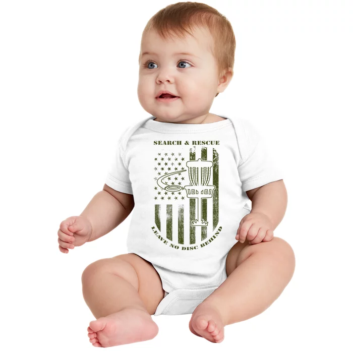 Disc Golf Search & Rescue Leave No Disc Behind Green Baby Bodysuit