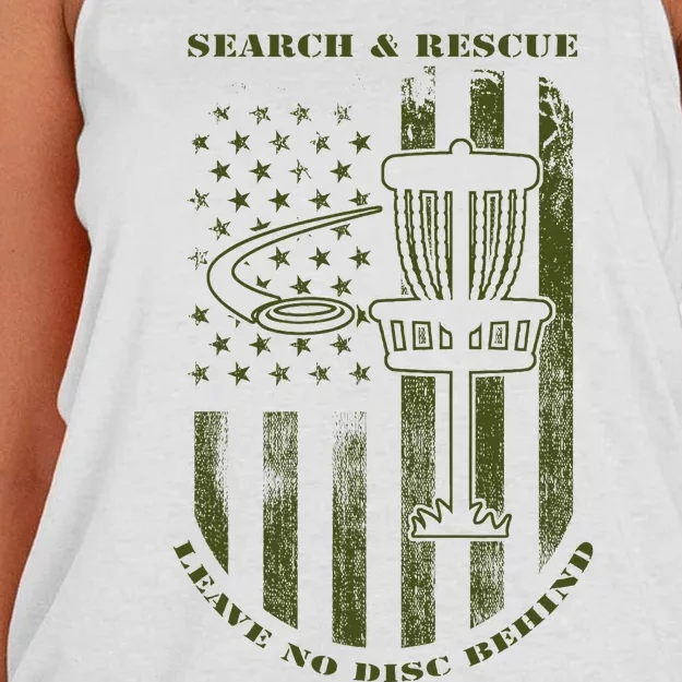 Disc Golf Search & Rescue Leave No Disc Behind Green Women's Knotted Racerback Tank