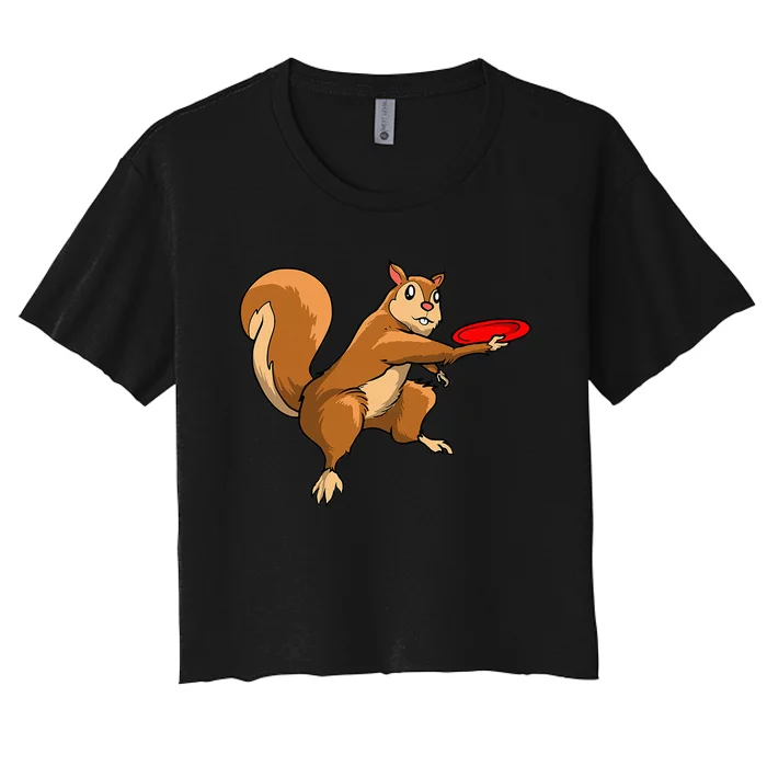 Disc Golf Squirrel Frolf Frisbee Golf Disc Women's Crop Top Tee