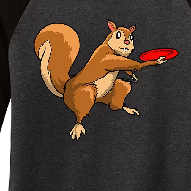 Disc Golf Squirrel Frolf Frisbee Golf Disc Women's Tri-Blend 3/4-Sleeve Raglan Shirt