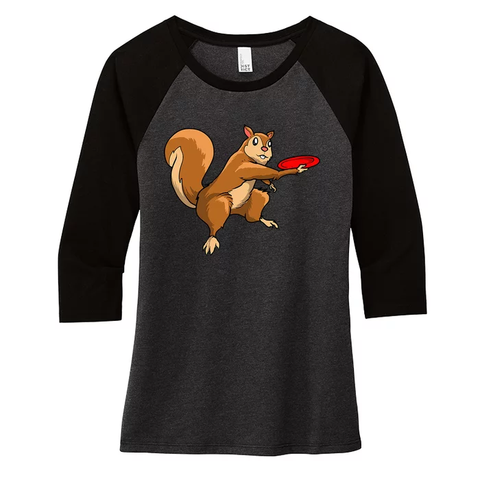 Disc Golf Squirrel Frolf Frisbee Golf Disc Women's Tri-Blend 3/4-Sleeve Raglan Shirt