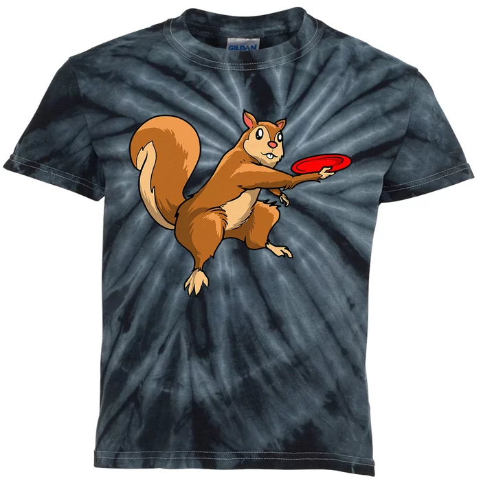 Disc Golf Squirrel Frolf Frisbee Golf Disc Kids Tie-Dye T-Shirt