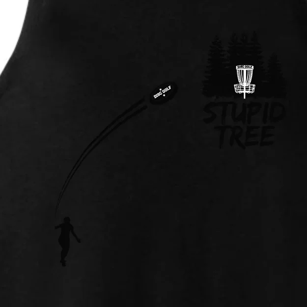 Disc Golf Stupid Tree Funny Frisbee Dad Boy Tees Ladies Tri-Blend Wicking Tank