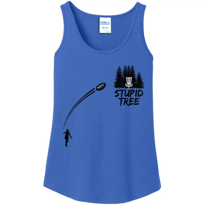 Disc Golf Stupid Tree Funny Frisbee Dad Boy Tees Ladies Essential Tank