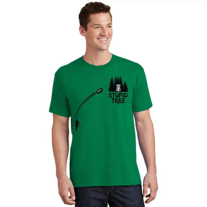 Disc Golf Stupid Tree Funny Frisbee Dad Boy Tees T-Shirt