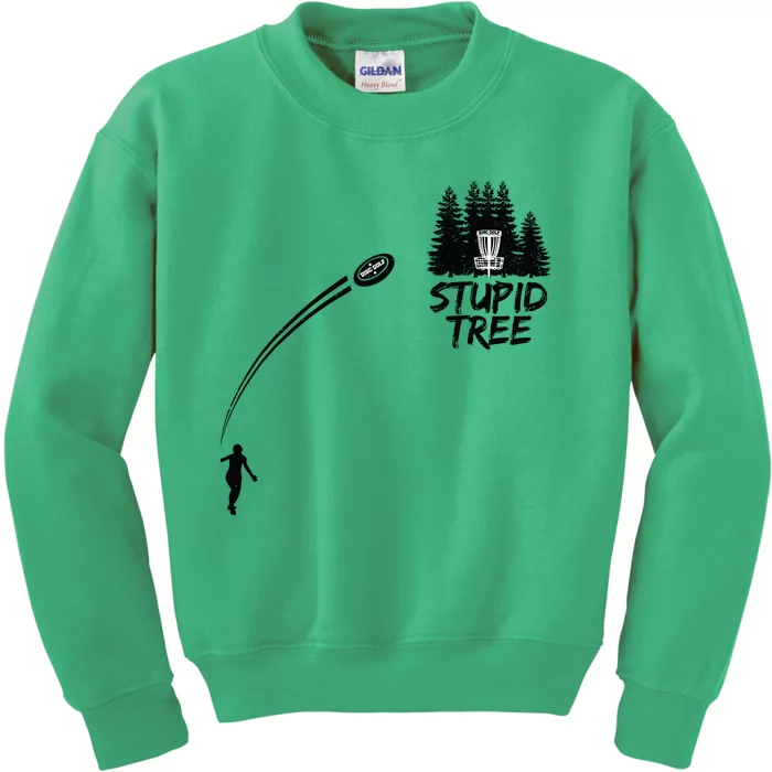 Disc Golf Stupid Tree Funny Frisbee Dad Boy Tees Kids Sweatshirt