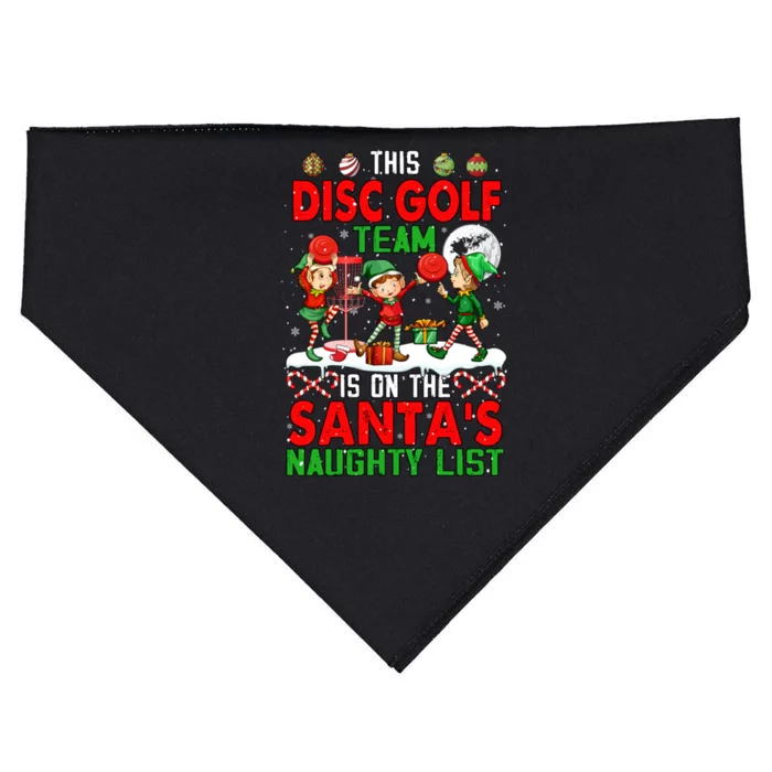 Disc Golf Team Is On SantaS Xmas Naughty List Player Elf Gift USA-Made Doggie Bandana