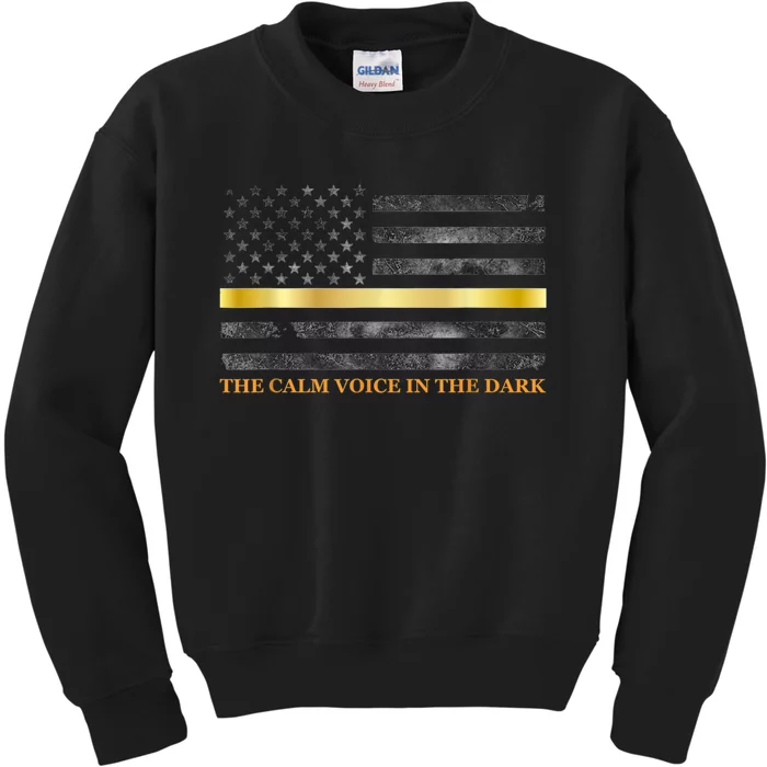 Dispatcher Gifts Thin Gold Line Thin Yellow Line 911 Kids Sweatshirt