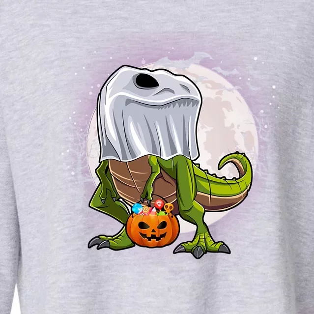 Dinosaur Ghost Trick Or Treat Funny Costume Halloween T Rex Cool Gift Cropped Pullover Crew