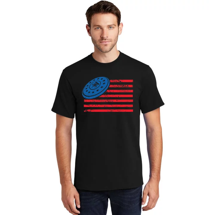 Disc Golf T USA Flag Disc Golf Tall T-Shirt