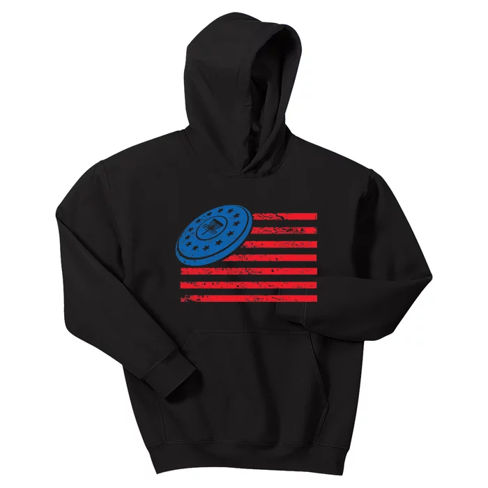 Disc Golf T USA Flag Disc Golf Kids Hoodie