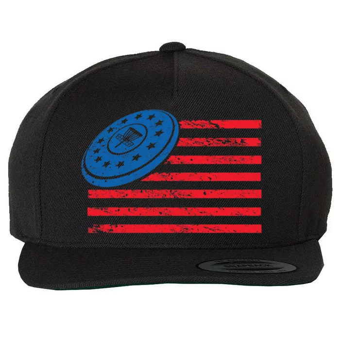 Disc Golf T USA Flag Disc Golf Wool Snapback Cap