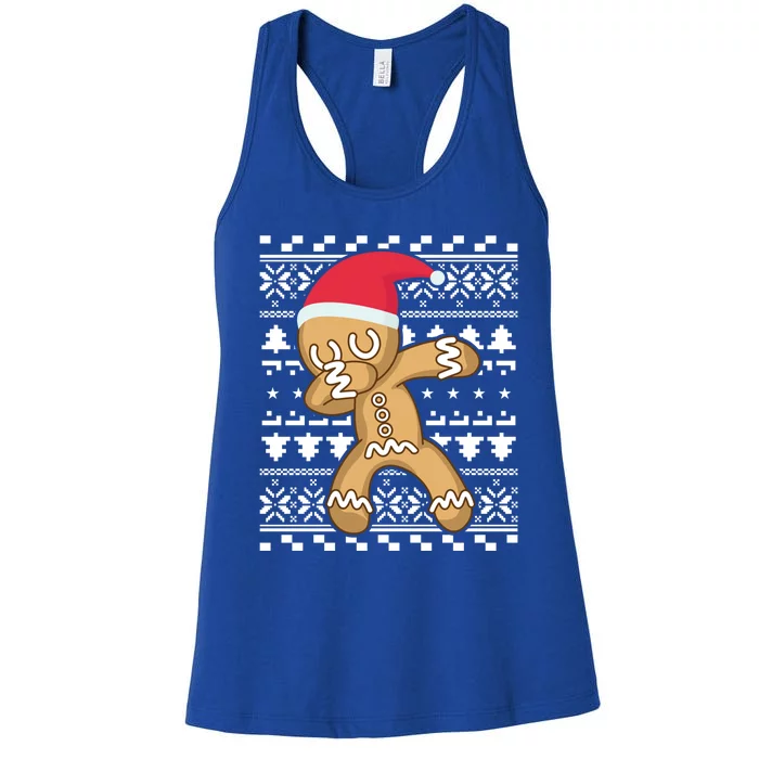 Dabbing Gingerbread Ugly Christmas Sweater Gift Women's Racerback Tank