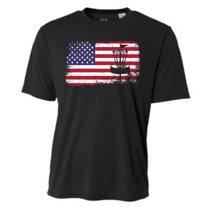 Disc Golf Usa Flag Disc Golf Cooling Performance Crew T-Shirt