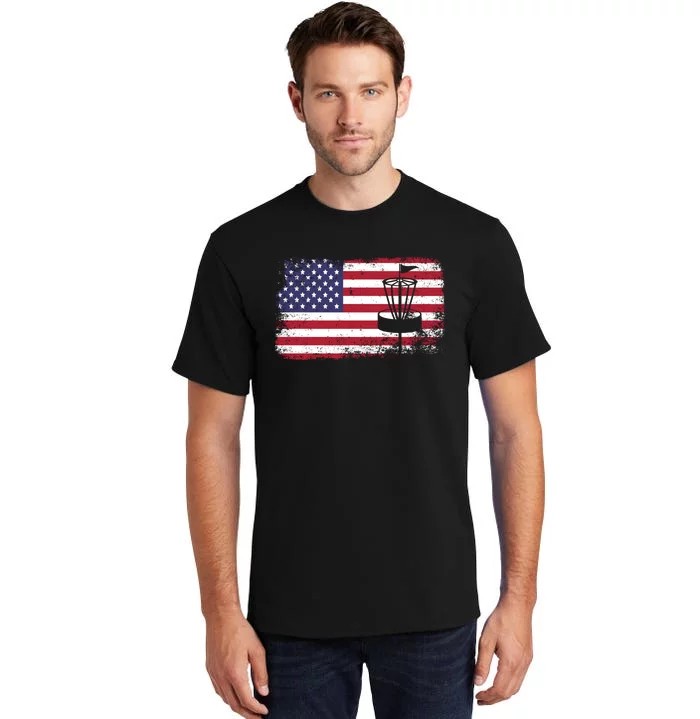 Disc Golf Usa Flag Disc Golf Tall T-Shirt