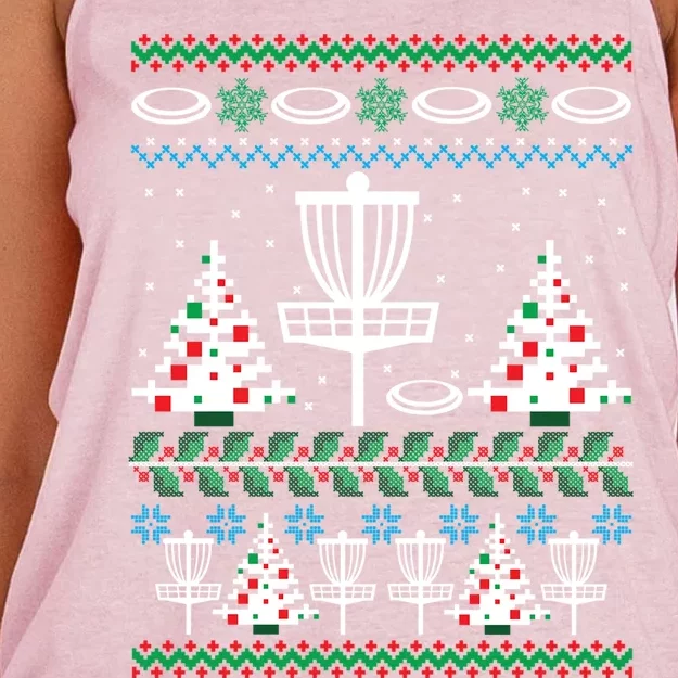 Disc Golf Ugly Christmas Gift Game Holiday Xmas Gift Women's Knotted Racerback Tank