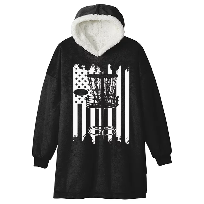 Disc Golf Usa Flag Hooded Wearable Blanket