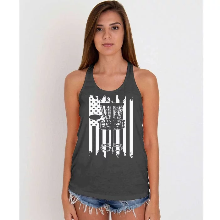 Disc Golf Usa Flag Women's Knotted Racerback Tank