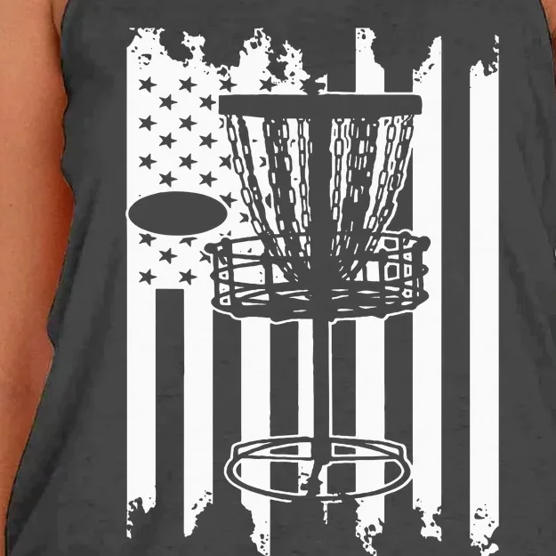 Disc Golf Usa Flag Women's Knotted Racerback Tank