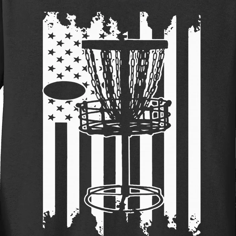 Disc Golf Usa Flag Kids Long Sleeve Shirt