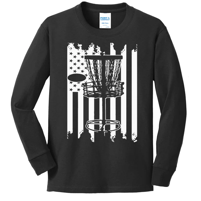 Disc Golf Usa Flag Kids Long Sleeve Shirt