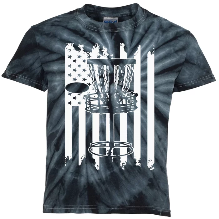 Disc Golf Usa Flag Kids Tie-Dye T-Shirt