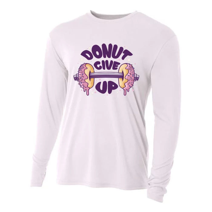 Donut Give Up Weightlifting Fitness Funny Cooling Performance Long Sleeve Crew