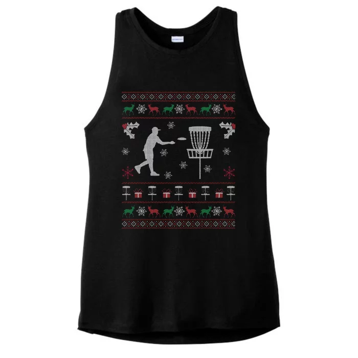 Disc Golf Ugly Christmas Gift for Disc Golf Player Ladies Tri-Blend Wicking Tank