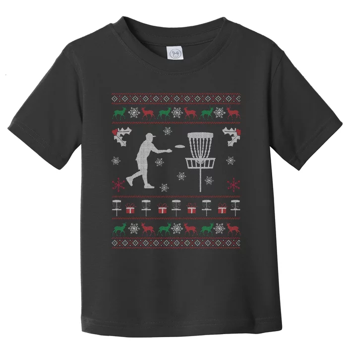 Disc Golf Ugly Christmas Gift for Disc Golf Player Toddler T-Shirt