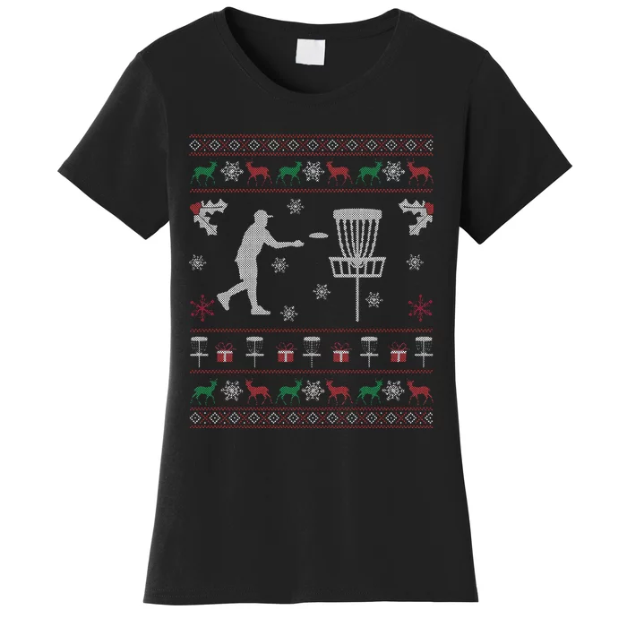 Disc Golf Ugly Christmas Gift for Disc Golf Player Women's T-Shirt