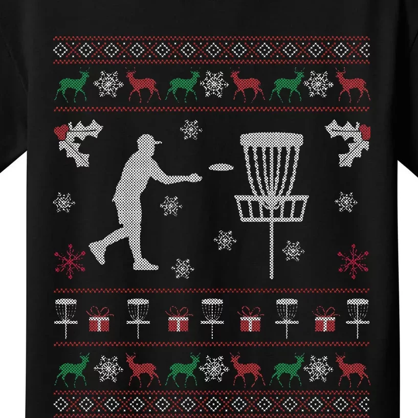 Disc Golf Ugly Christmas Gift for Disc Golf Player Kids T-Shirt